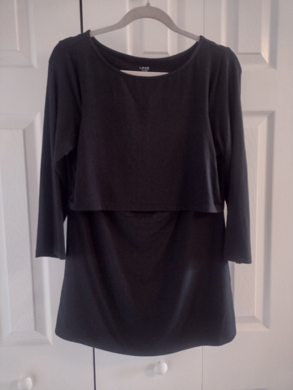 Love By Gap Nursing Shirt 3/4 Sleeves Black Sz M